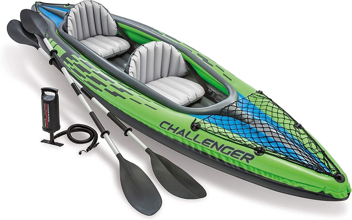 Intex 68306 Canoa Challenger K2 2 Set Gonfiabile con Pompa e Remi 351x76x38 cm