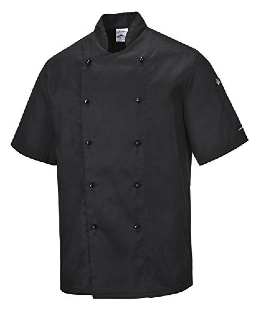 (TG. XXL) Portwest C734 Kent – Giacca Chef, XXL, nero - NUOVO