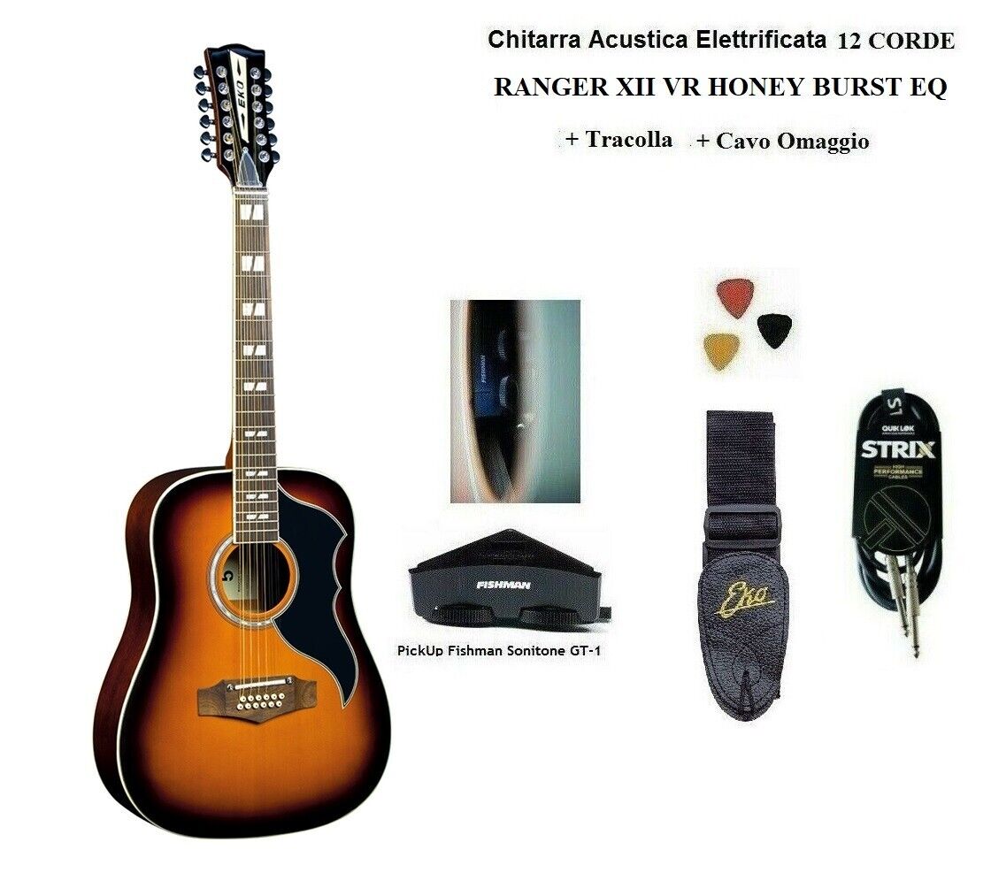 EKO Ranger XII VR EQ HONEY BURST CHITARRA ACUSTICA ELETTRIFICATA 12 CORDE + ACC.