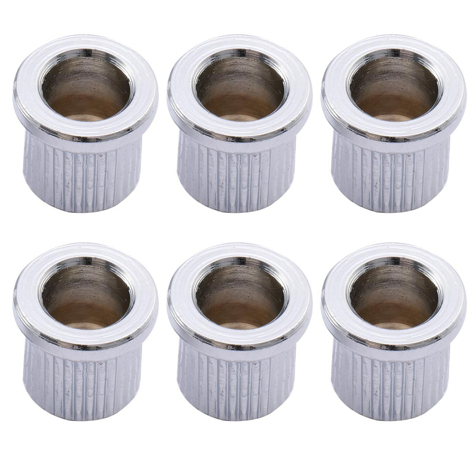 Musiclily Pro 6Pcs Chrome Big Lip Guitar Through Body String Ferrules Bushings