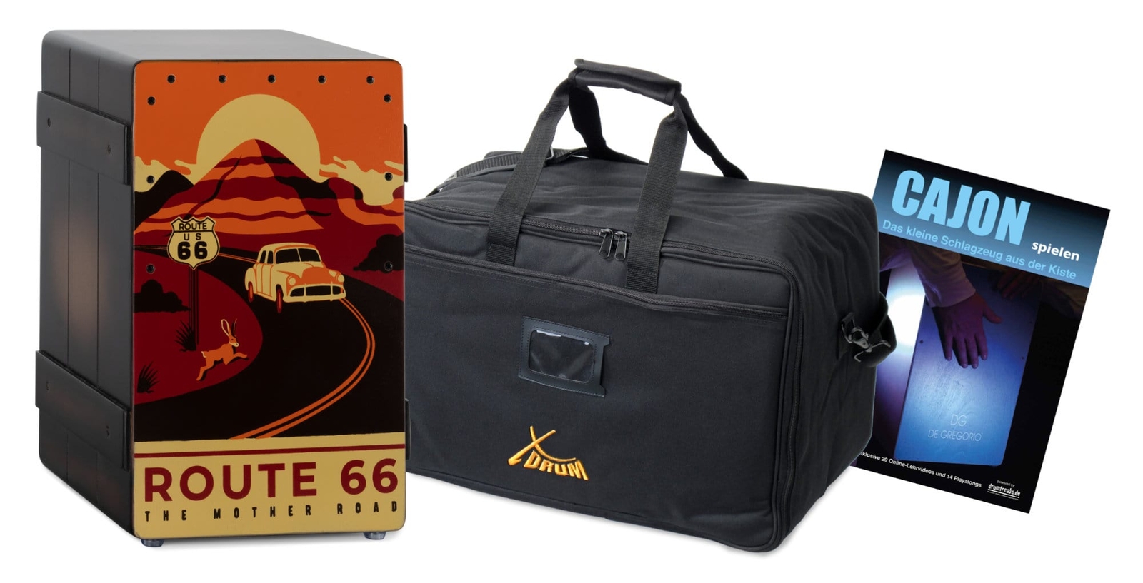 Cajon Batteria Tamburo Percussioni Legno Vintage Route 66 Bass-Port Set Custodia