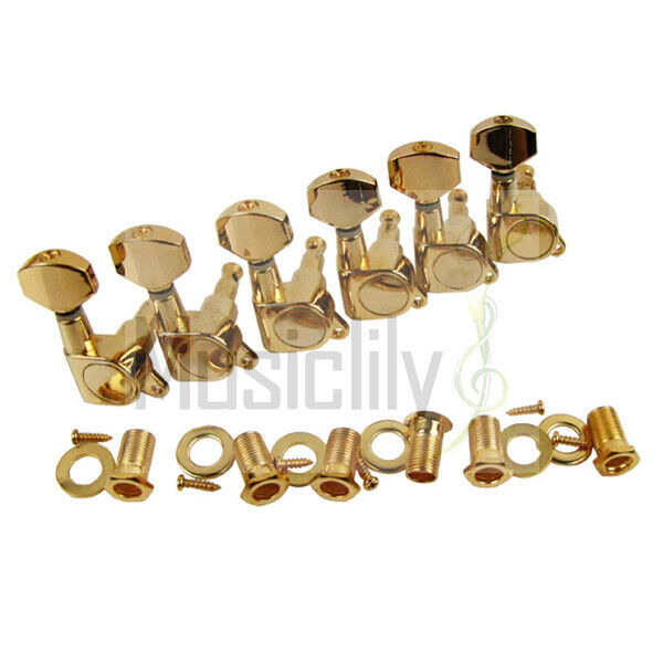 Musiclily Gold 6 Inline Guitar Sealed Machine Heads Tuning Pegs For Right Hand
