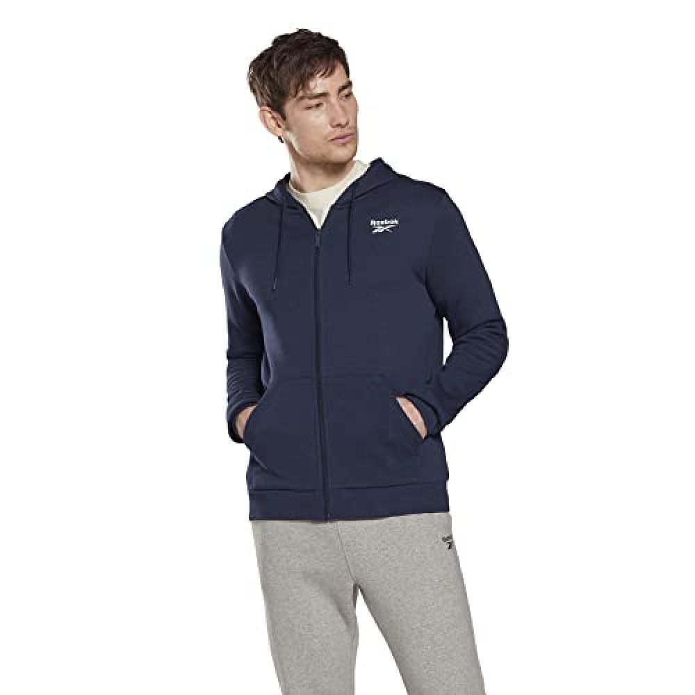(TG. M) Reebok Identity Fleece Zip-Up Giacca, Vector Navy, M Uomo - NUOVO