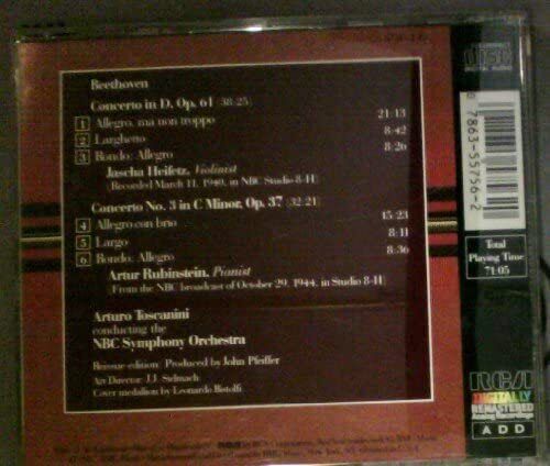 Arturo Toscanini Violin Concerto Op 61 Piano Concerto No. 3 Op 37 (CD)