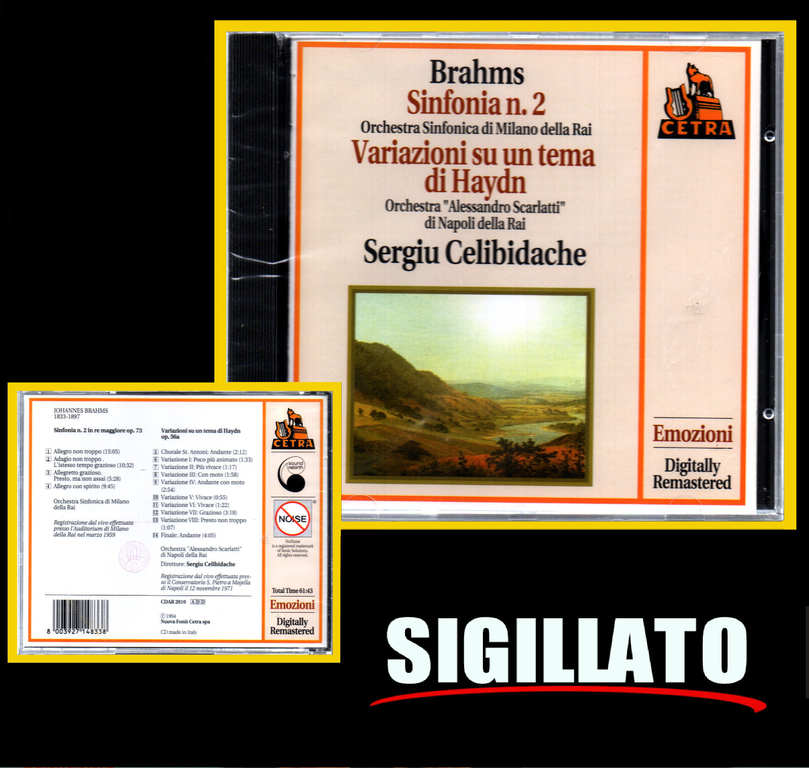 BRAHMS " SINFONIA N.2-VARIAZIONI SU UN TEMA DI HAYDN " CD SIGILLATO FONIT CETRA