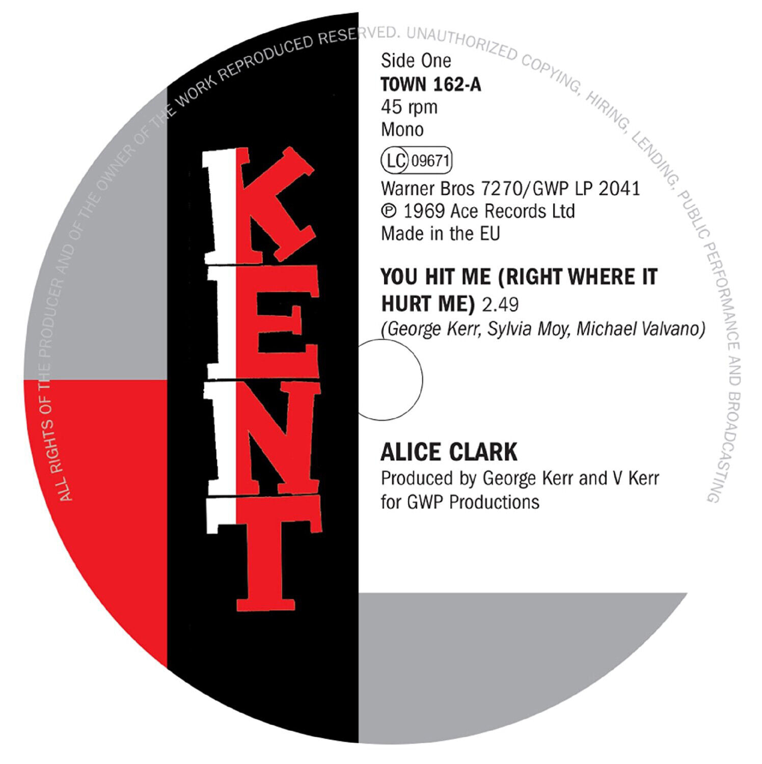 Alice Clark You Hit Me (Right Where It Hurt Me) (Vinyl LP) 7" Single