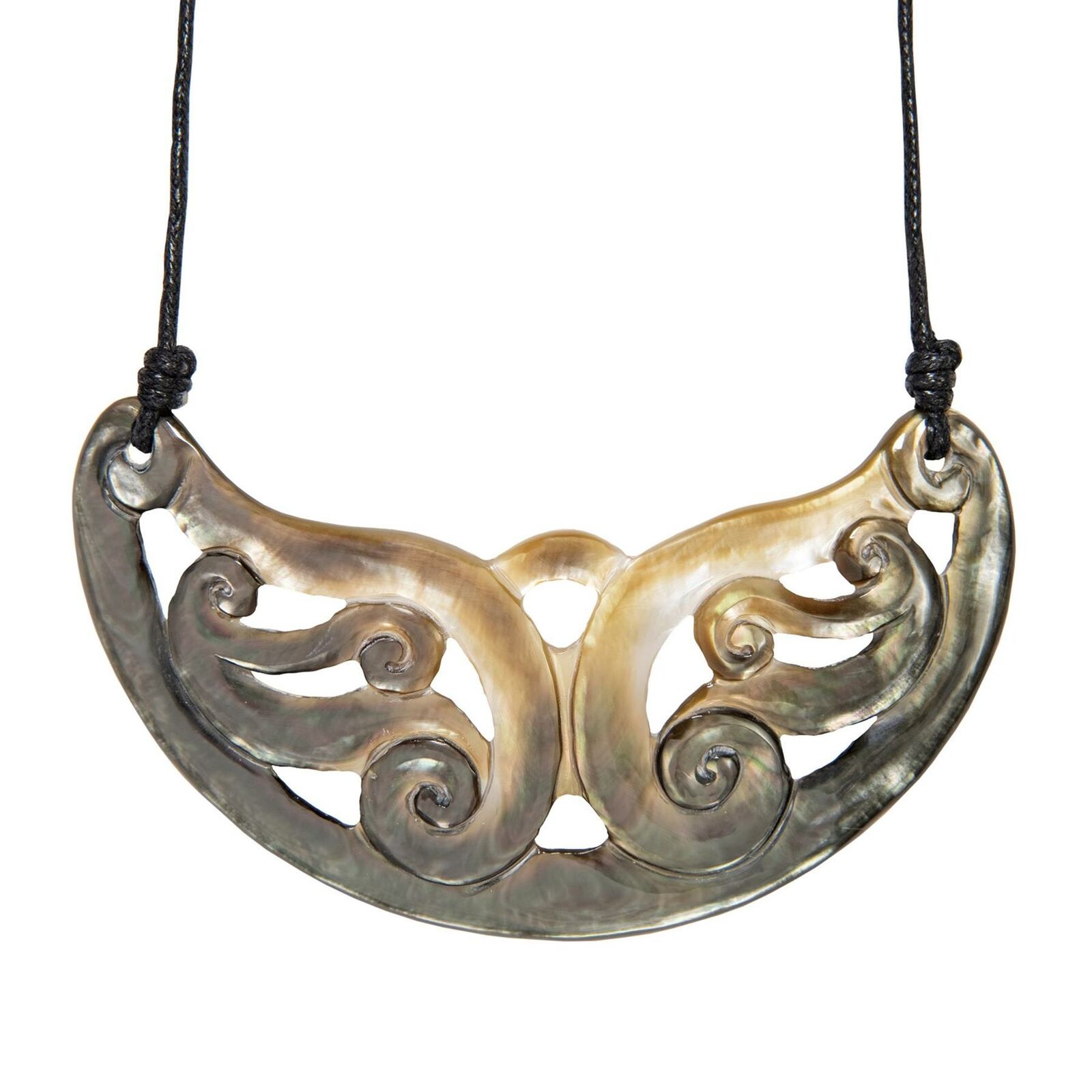 81stgeneration Collana Spirale Koru Intagliato Corazza Madreperla Marrone