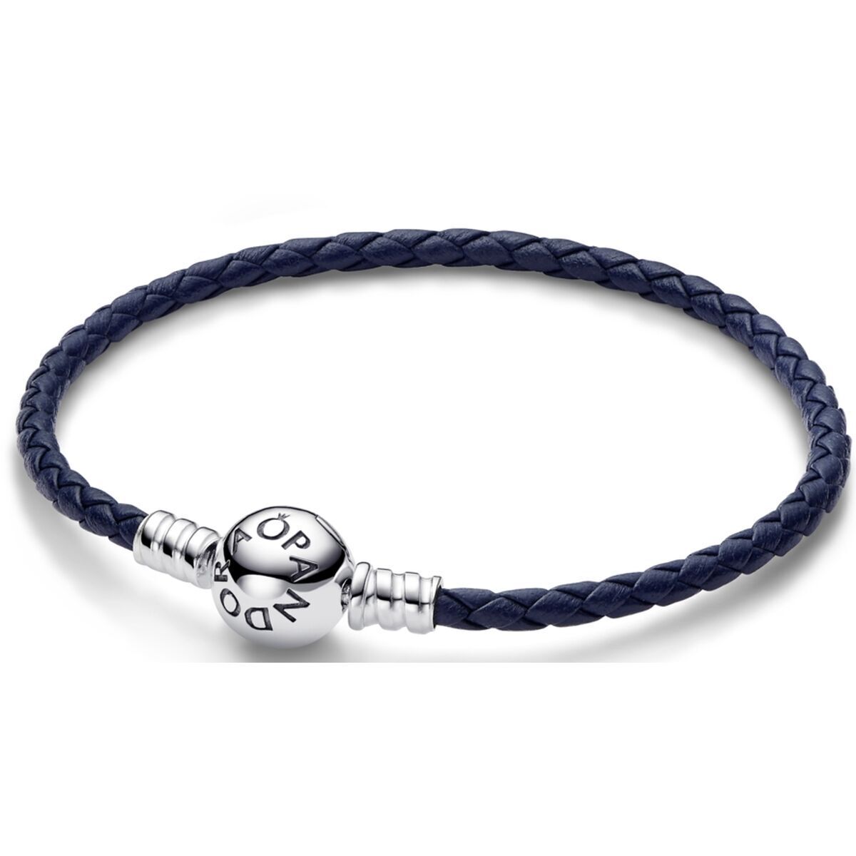 Bracciale Donna Pandora ROUND CLASP BLUE BRAIDED LEATHER BRACELET