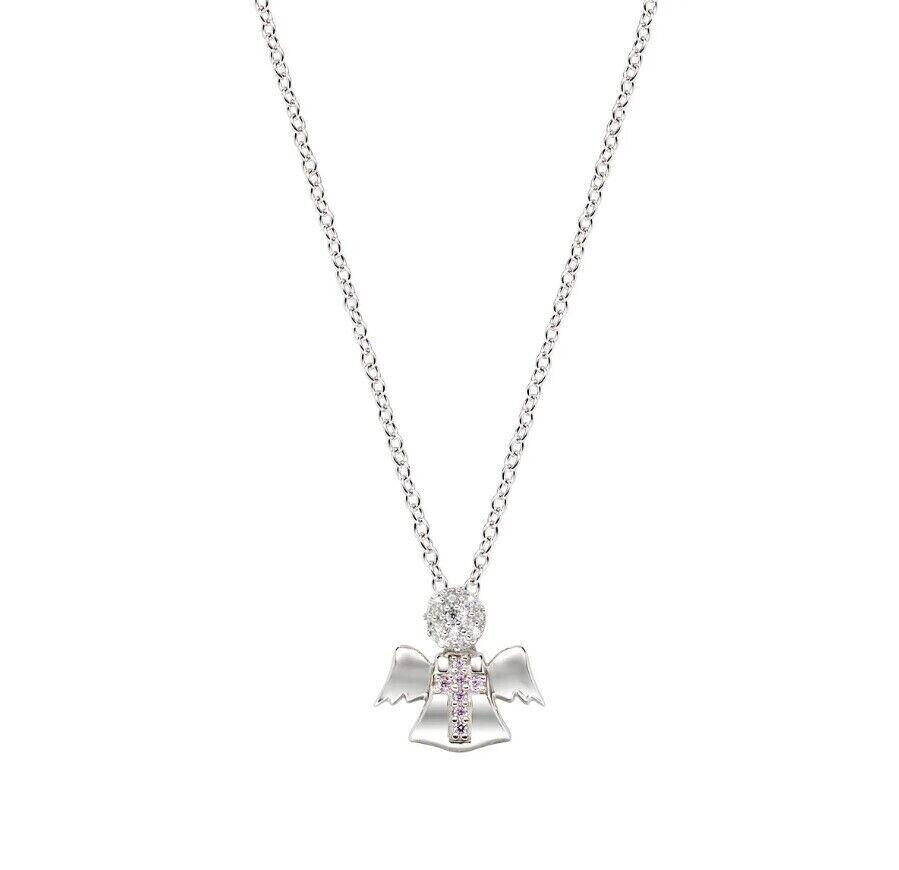 Amen Collana Angelo Custode in Argento con Zirconi Rosa e Bianco CLPANBBRO (211)