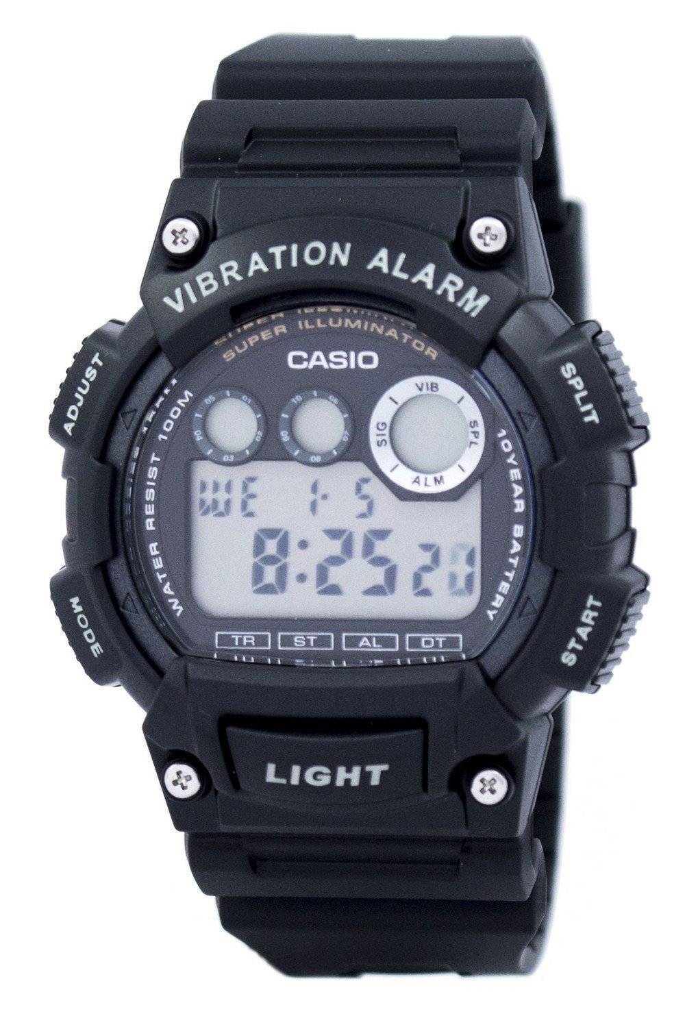 Casio Digital Illuminator Vibration Sveglia Stopwatch W-735H-1AVDF Orologio Uomo