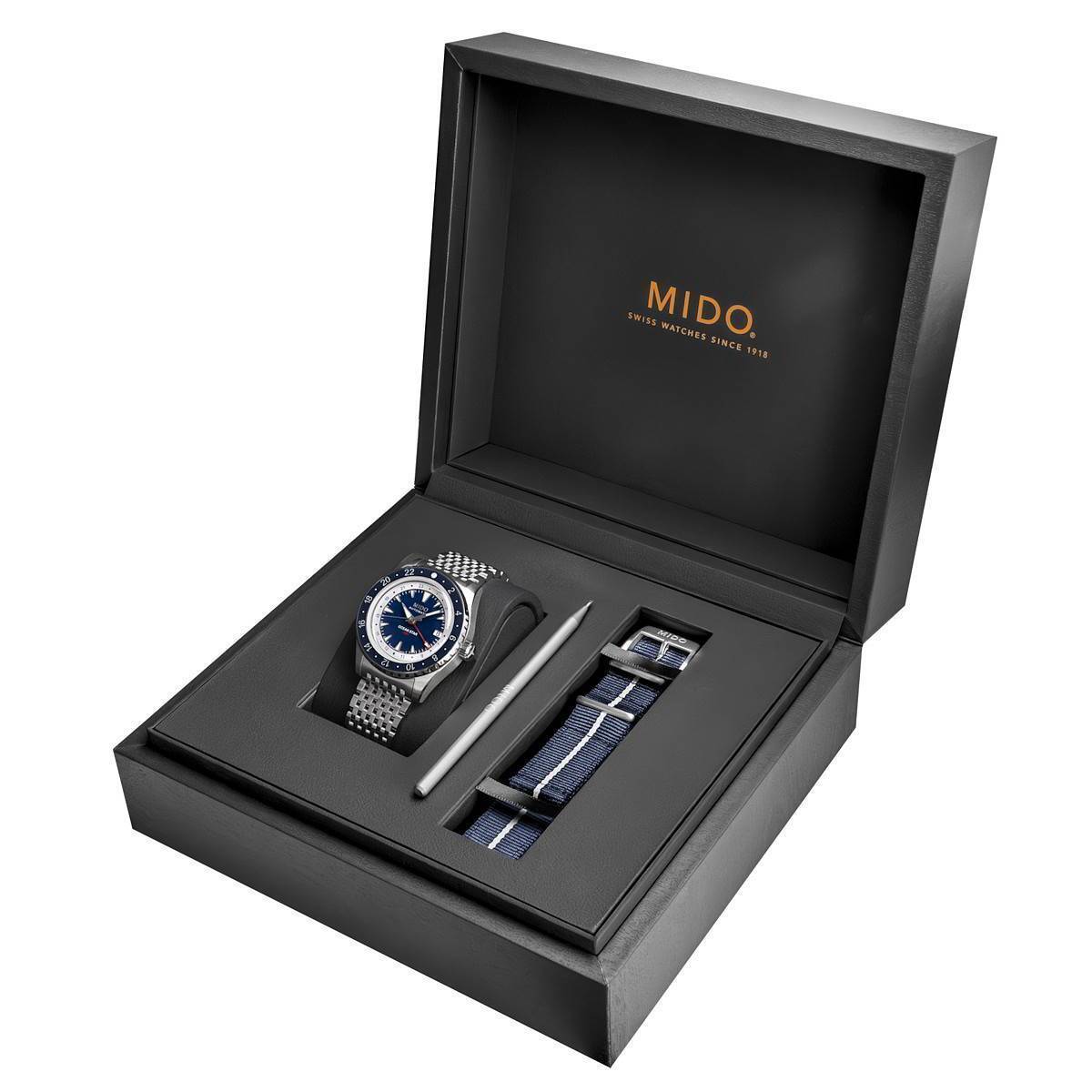 Orologio Mido Oceanstar GMT M0268291804100 acciaio Nato Blu Automatico 4Omm