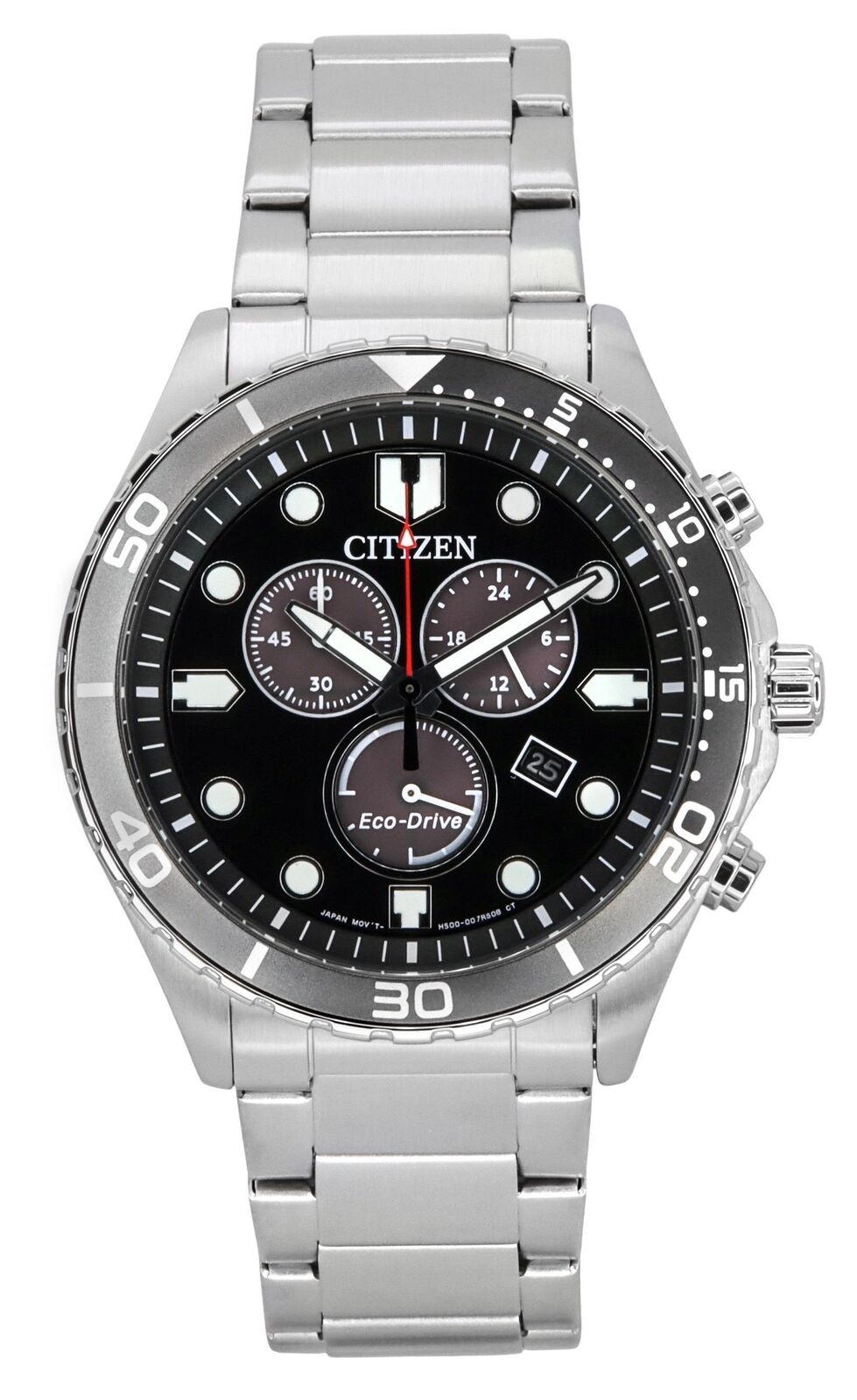 Citizen Sporty-Aqua Cronografo Quadrante Nero Eco-Drive AT2568-82E Orologio Uomo