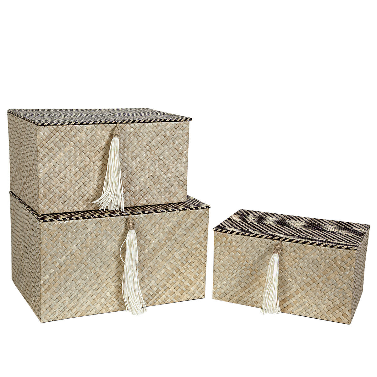 Set di Scatole Decorative Romimex Beige [3 Pezzi]
