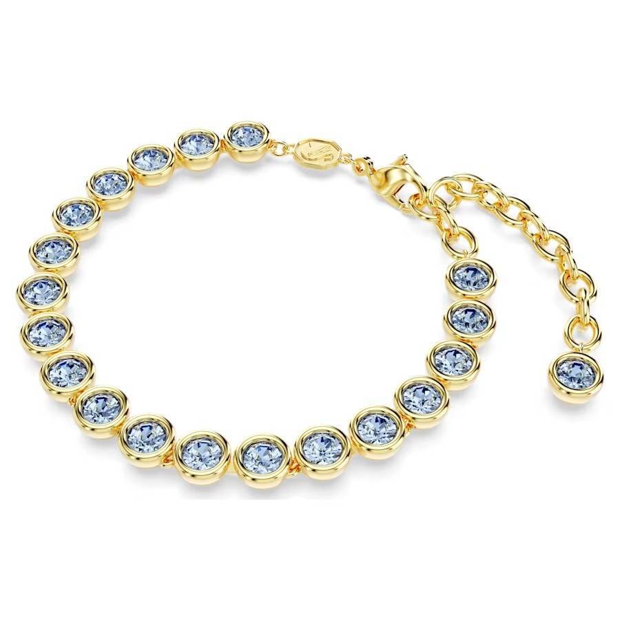 Bracciale Swarovski Imber Tennis 5688419 Bracelet Cristalli Dorato Tondi Azzurro