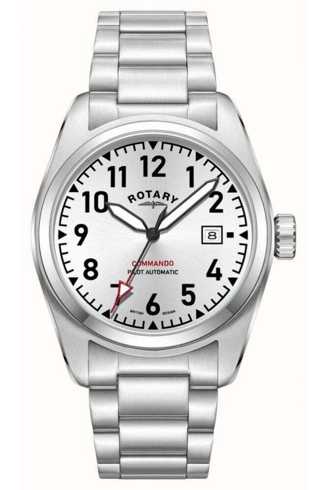 Rotary da Uomo Commando Braccialetto Orologio 42mm Impermeabile GB05470/22