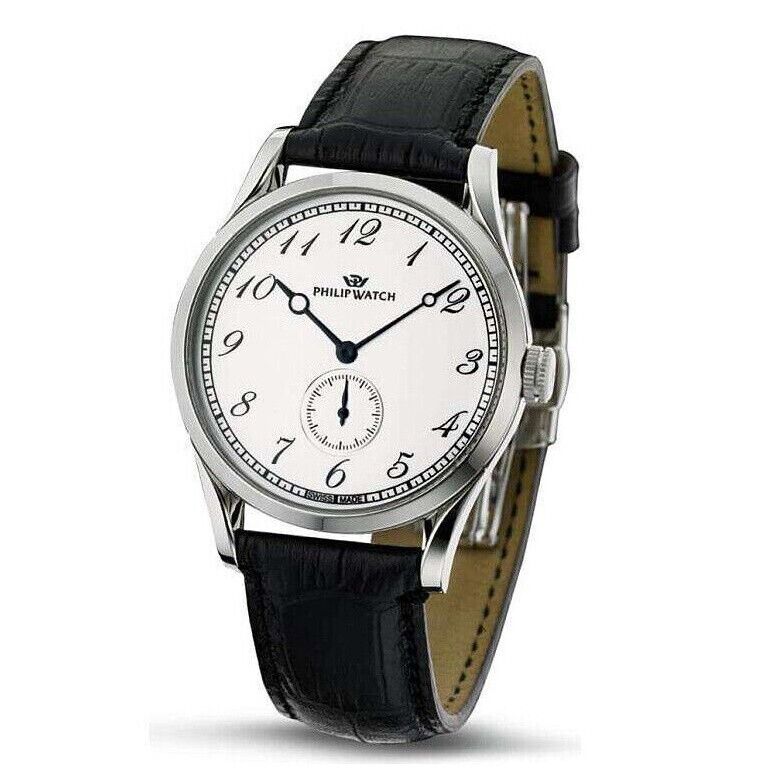 Orologio Philip Watch Uomo Sunray R8211180045 Acciaio Pelle Nero Carica Manuale