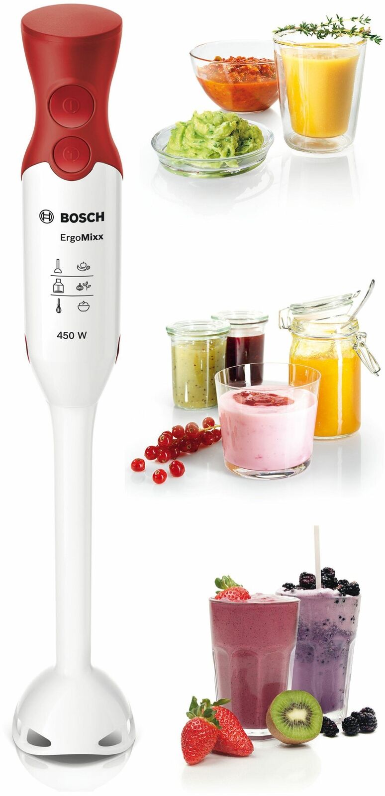Bosch MSM64010 Mixer A Immersione 450W 1 Litro 50 Decibel Plastica Bianco
