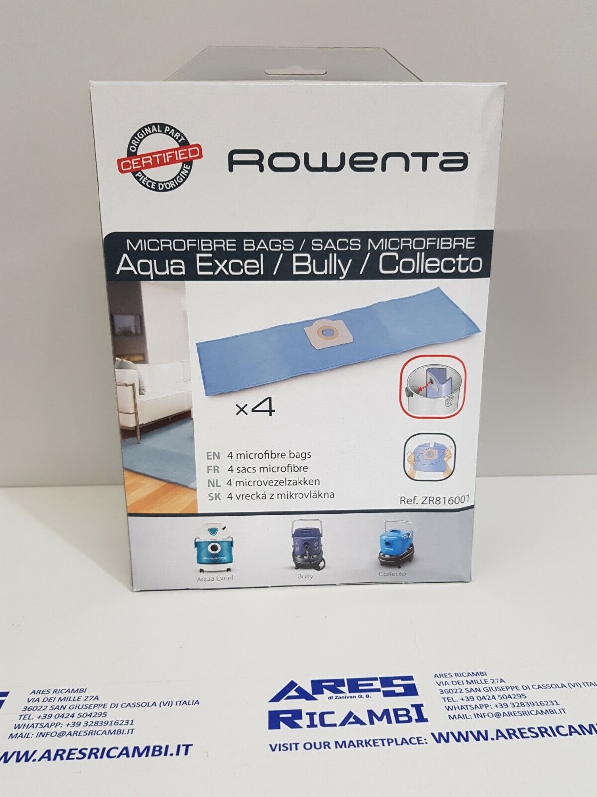 Rowenta ZR816001  4 Sacchetti per bidone aspirapolvere AcquaExcel Bully Collecto