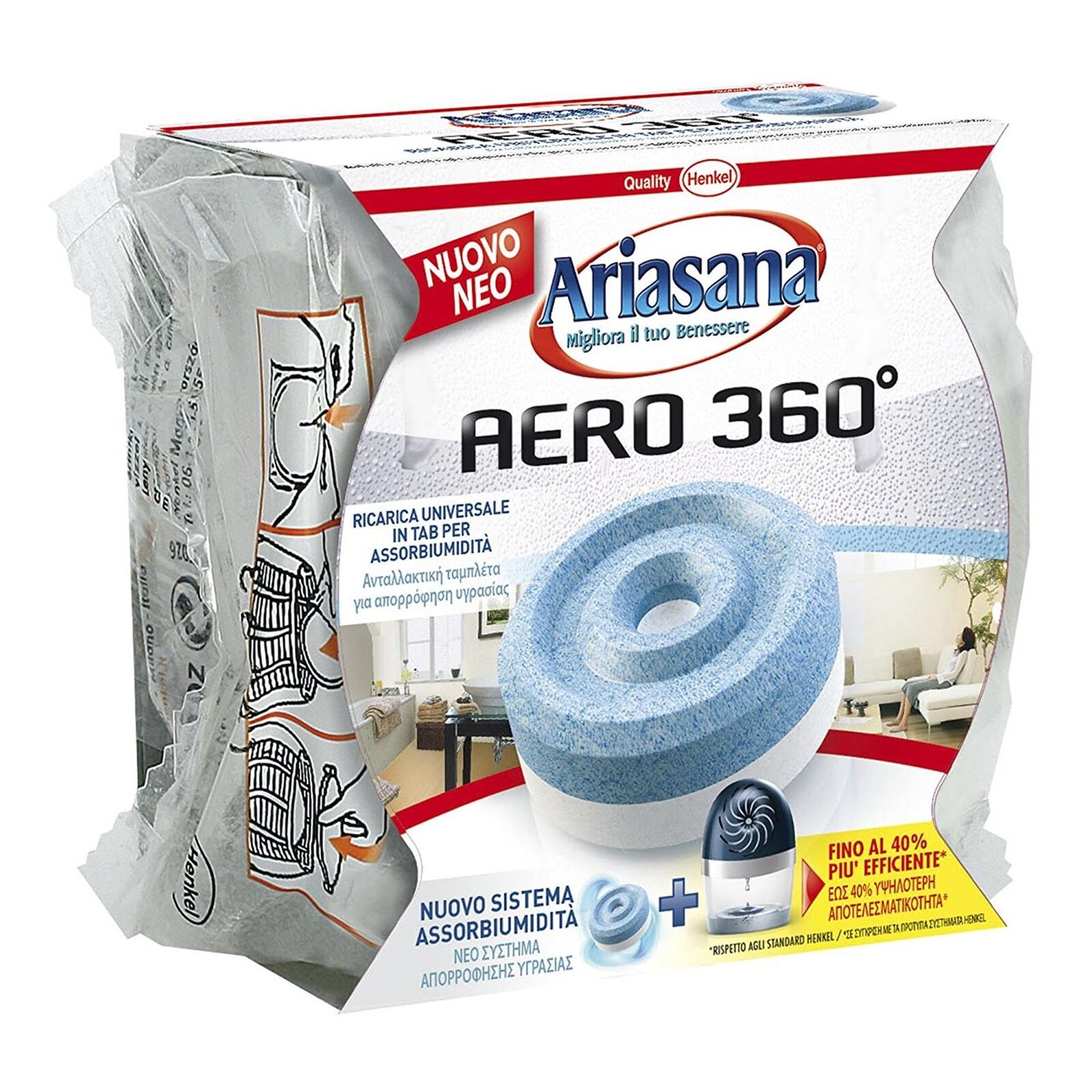 PASTICCA ARIASANA RICARICA TAB INODORE PER Kit Aero 360° 450g ASSORBIUMIDITA'