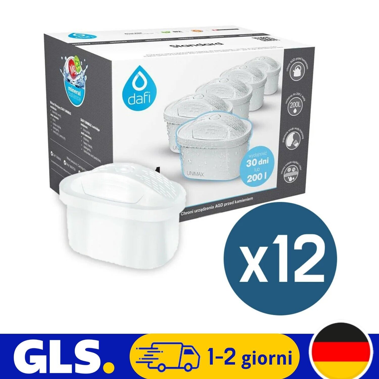 12x Filtri DAFI UNIMAX COMPATIBILE CON BRITA MAXTRA PEARLCO