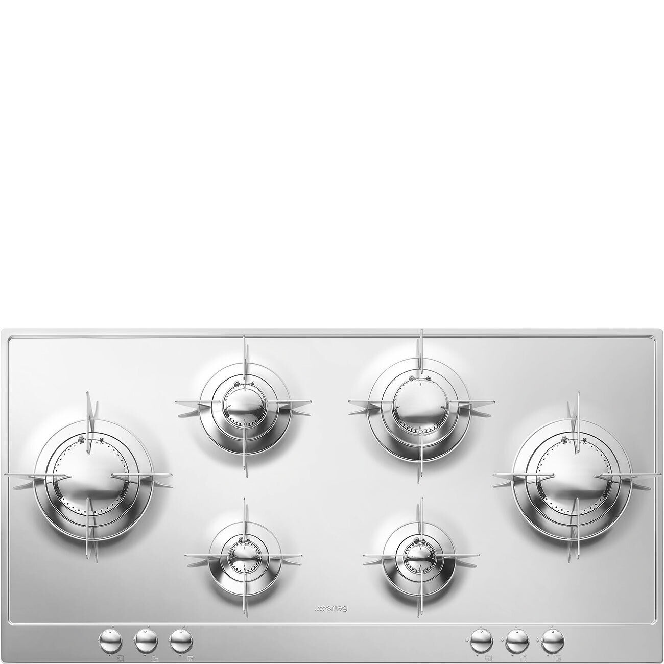 SMEG P106ES PIANO COTTURA DESIGN INCASSO GAS 100CM 4F + 2TRIPLA CORONA INOX