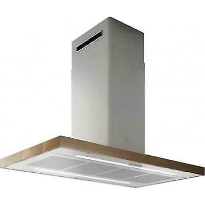 ELICA BIO ISLAND WH/A/120X58ROVERE CAPPA ASPIRANTE ILL.LED BIANCO E ROVERE CL.A+