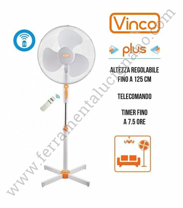 VENTILATORE A PIANTANA CON TELECOMANDO VINCO 70704 45W CON TIMER REGOLABILE