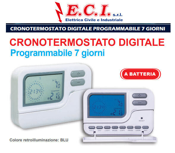 CRONOTERMOSTATO DIGITALE SETTIMANALE PROGRAMMABILE BATTERIE RETROILLUMINATO