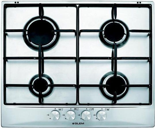 Glem Gas Piano cottura 4 Fuochi incasso a gas L 60 cm col Inox GT64IX