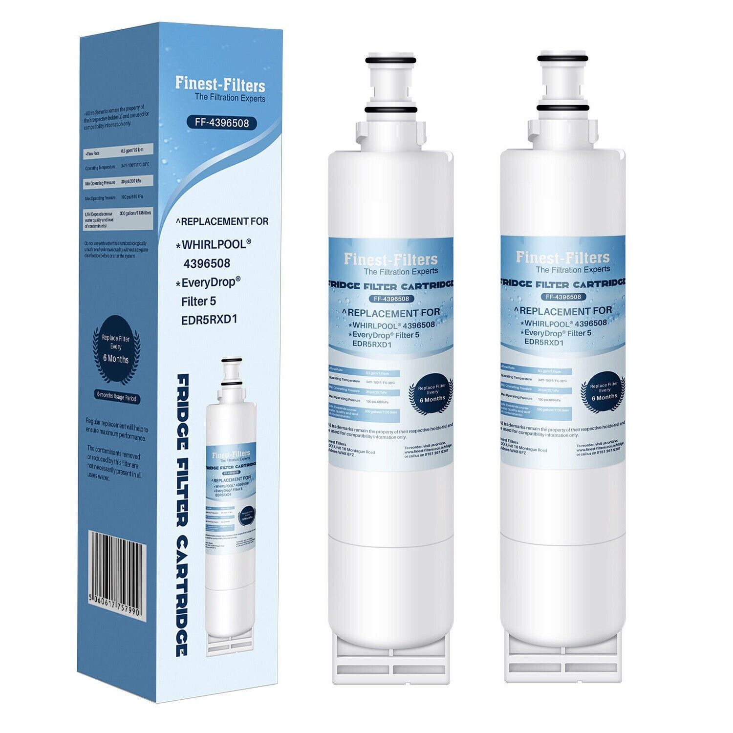 2 X Frigo Cartuccia Filtro Ricambio Per Whirlpool 4396508 Everydrop Filtro 5