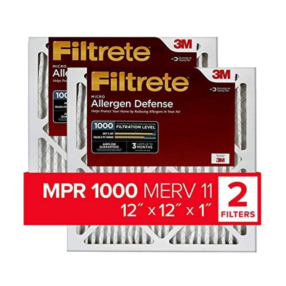 (TG. 12 x 12 x 1, 2-Pack) Filtrete MPR 1000 micro Allergen Defense AC Furnace Ai