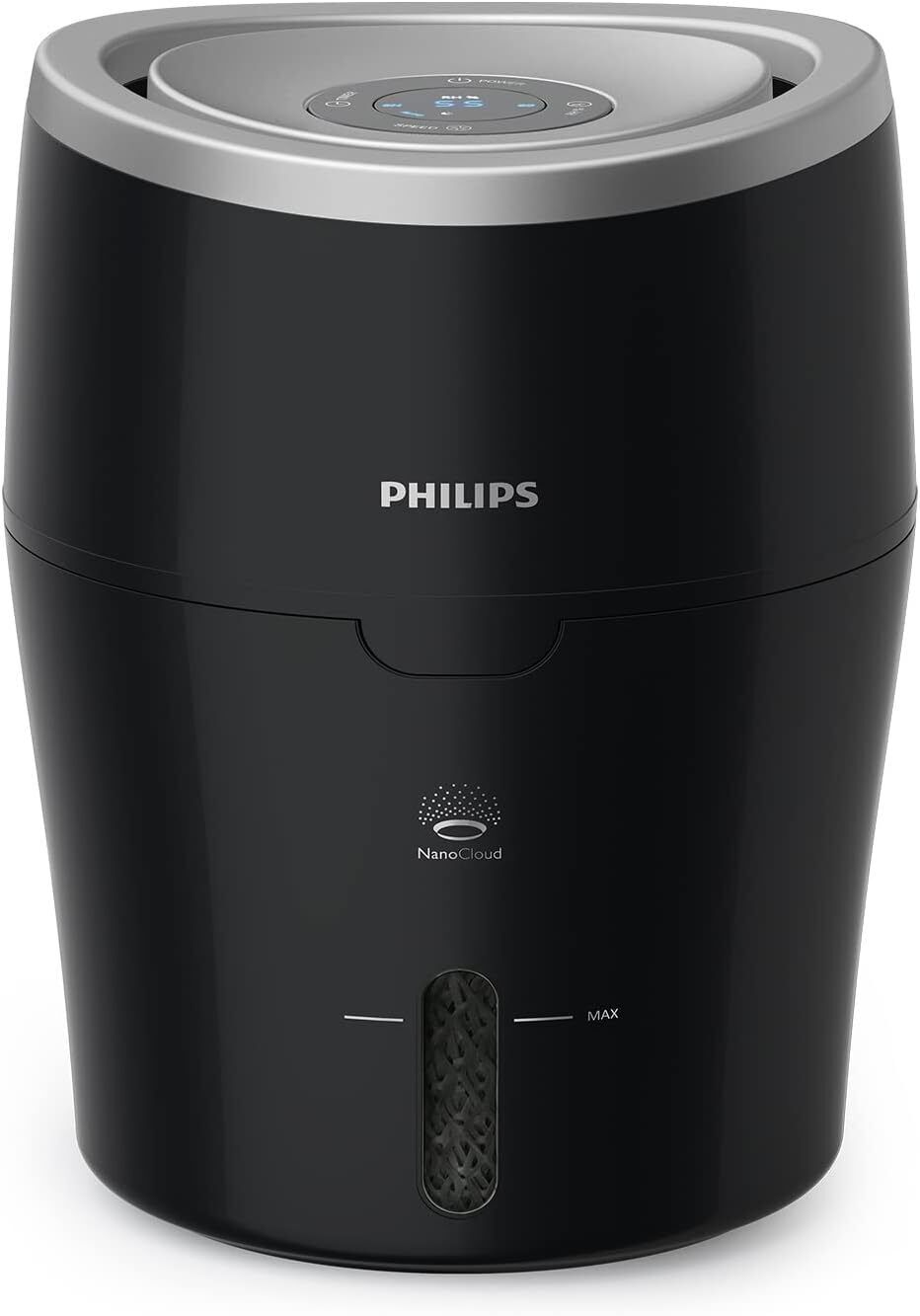 Philips 2000 Series Umidificatore Für Räume bis 44 m² + digital Display, Nero