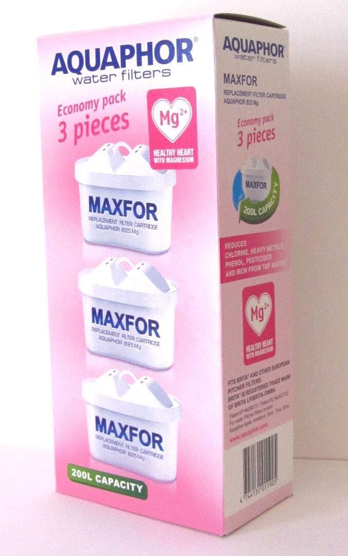 AQUAPHOR MAXFOR (B25) Mg Pack 3 Cartuccia filtrante, bianco, 3 Unità...