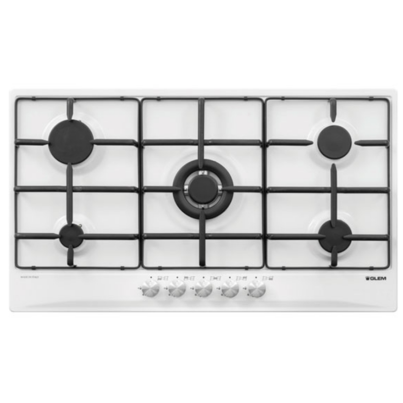 GLEM GAS GT955WH PIANO COTTURA DA INCASSO 90CM 5 FUOCHI COLORE BIANCO