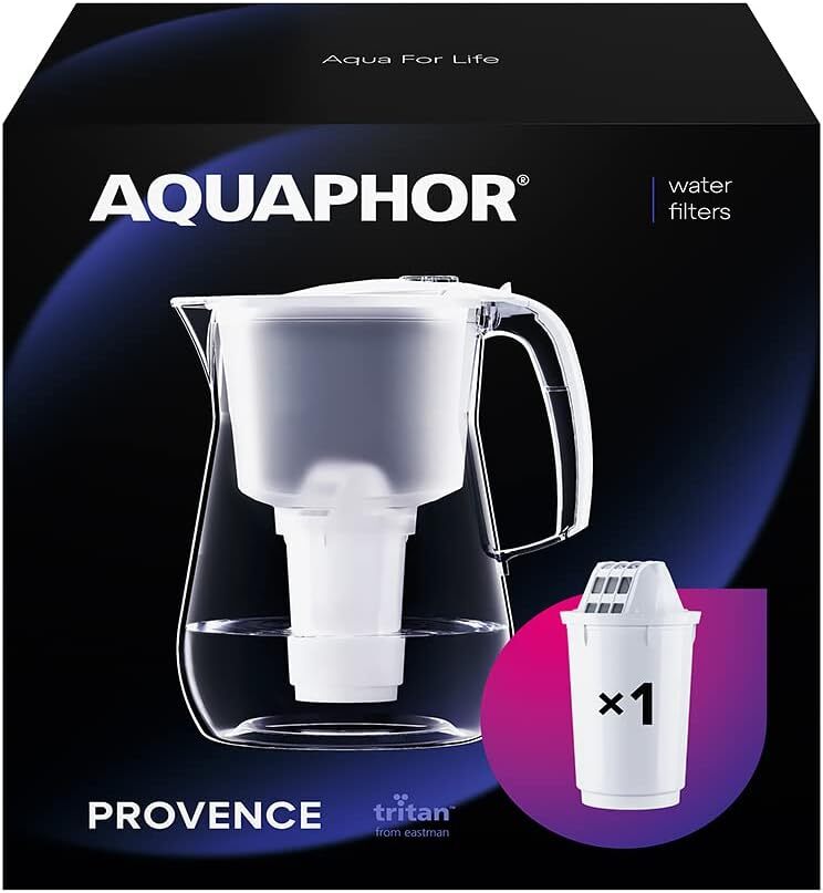 AQUAPHOR Provence Caraffa filtrante con 1 filtro A5 I Filtro per acqua Bianco