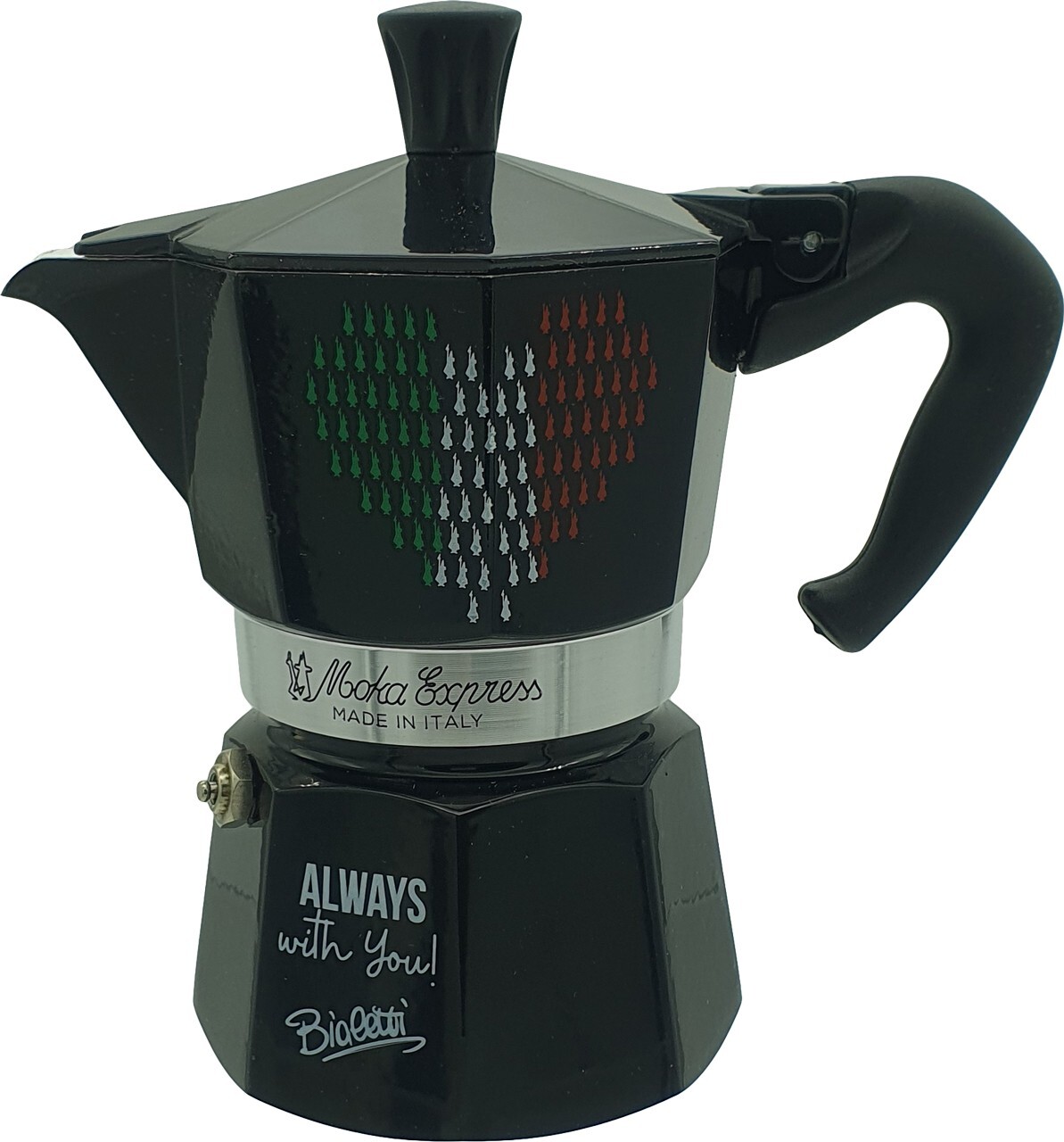 Bialetti Moka Express edizione "Cuore" 3 Tazze Nera, No induzione