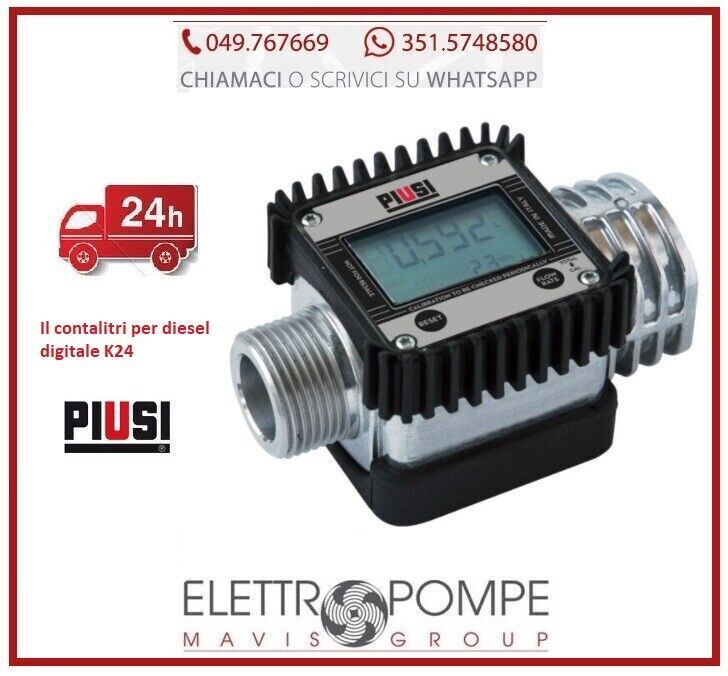 PIUSI K24 CONTALITRI DIGITALE A TURBINA PER GASOLIO DIESEL KEROSENE 5/6 CIFRE
