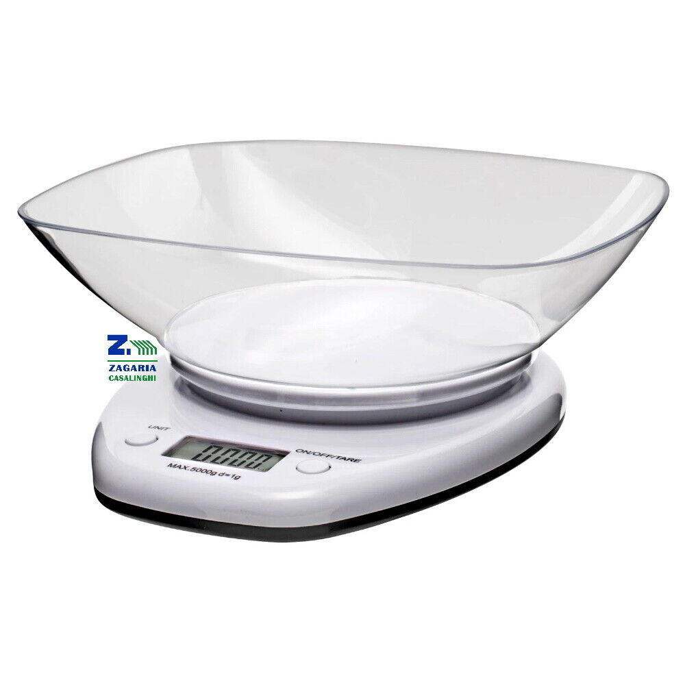 BILANCIA DIGITALE DA CUCINA 5 Kg DISPLAY LCD VASSOIO REMOVIBILE E LAVABILE