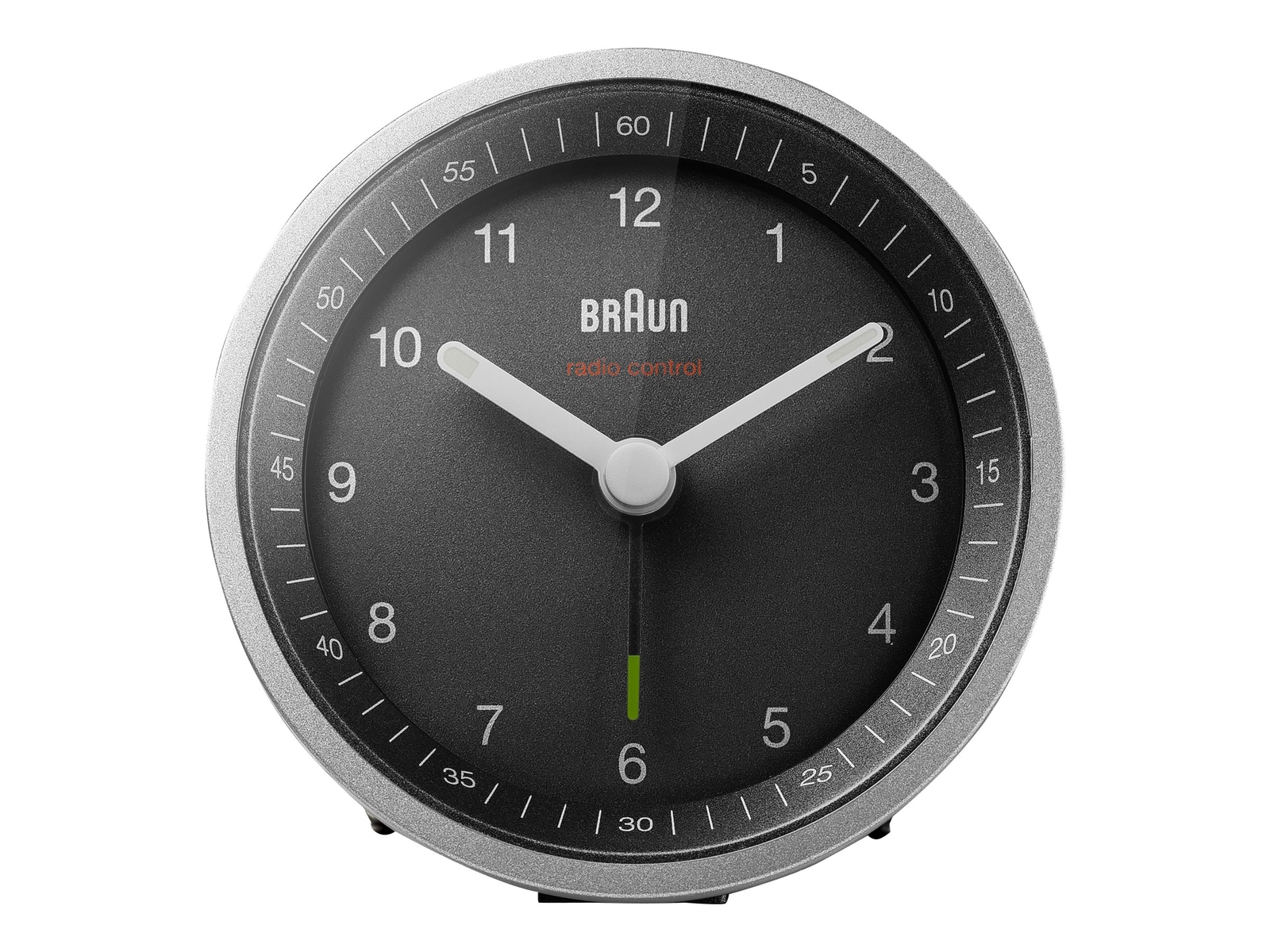 Braun BC07 Alarm clock round quartz desktop silver/black quartz 67098