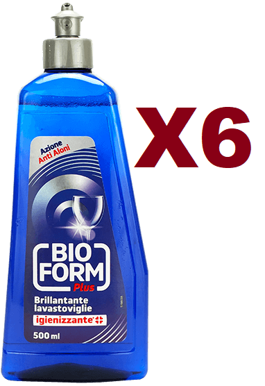 6PZ BIOFORM PLUS BRILLANTANTE LAVASTOVIGLIE IGIENIZZANTE 500ML AZIONE ANTI ALONI