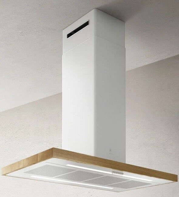 ELICA BIO ISLAND WH/A/120X58 ROVERE CAPPA ASPIRANTE A+ ILL.LED BIANCO ROVERE
