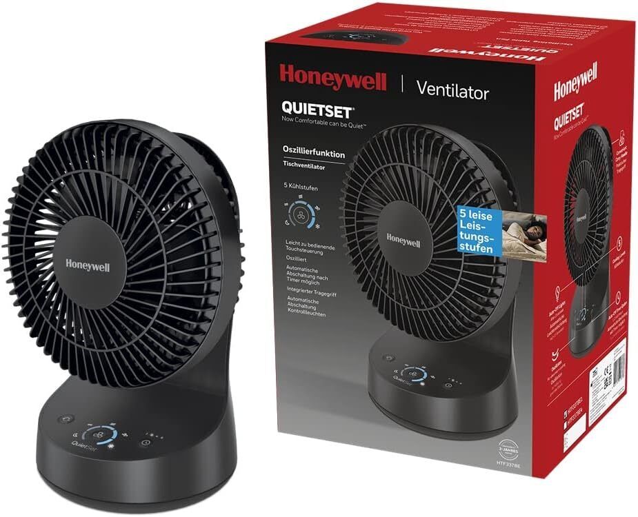 Honeywell Ventilatore oscillante da tavolo QuietSet nero (Ventilatore...
