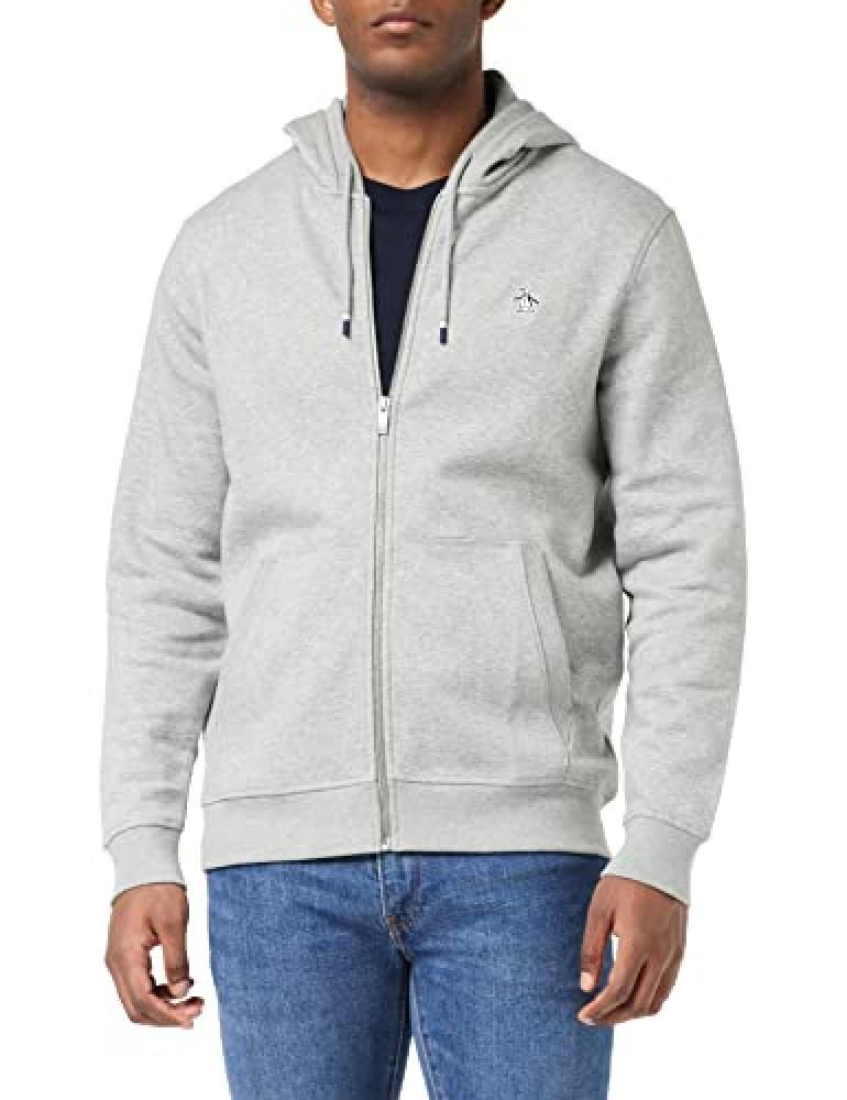 (TG. M) Original Penguin L/S Sticker Pete Full Zip Felpa con Cappuccio in Pile,