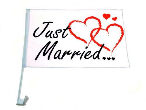 Bandierina per decorazione auto matrimonio JUST MARRIED 40 cm