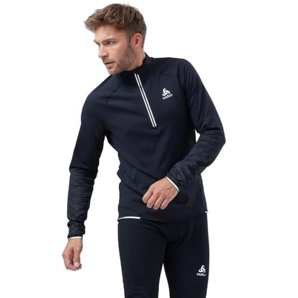 (TG. S) Odlo Mid Layer 1/2 Zip Zeroweight Ceramiwarm Reflective Strato Intermedi