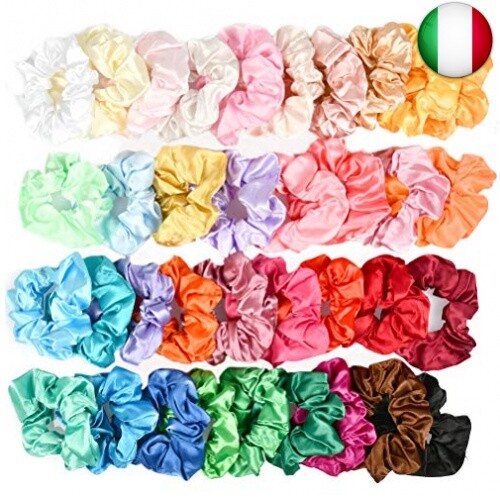 BUYGOO Scrunchies Capelli Scrunchies Raso Elastici Capelli 36 Colori, Capelli