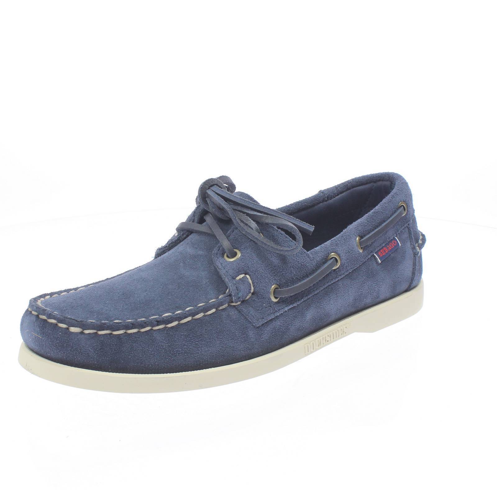 Sebago Docksides Portland Flesh Out - Vela In Suede Blu - Taglia 42 [8.5 US 26.9