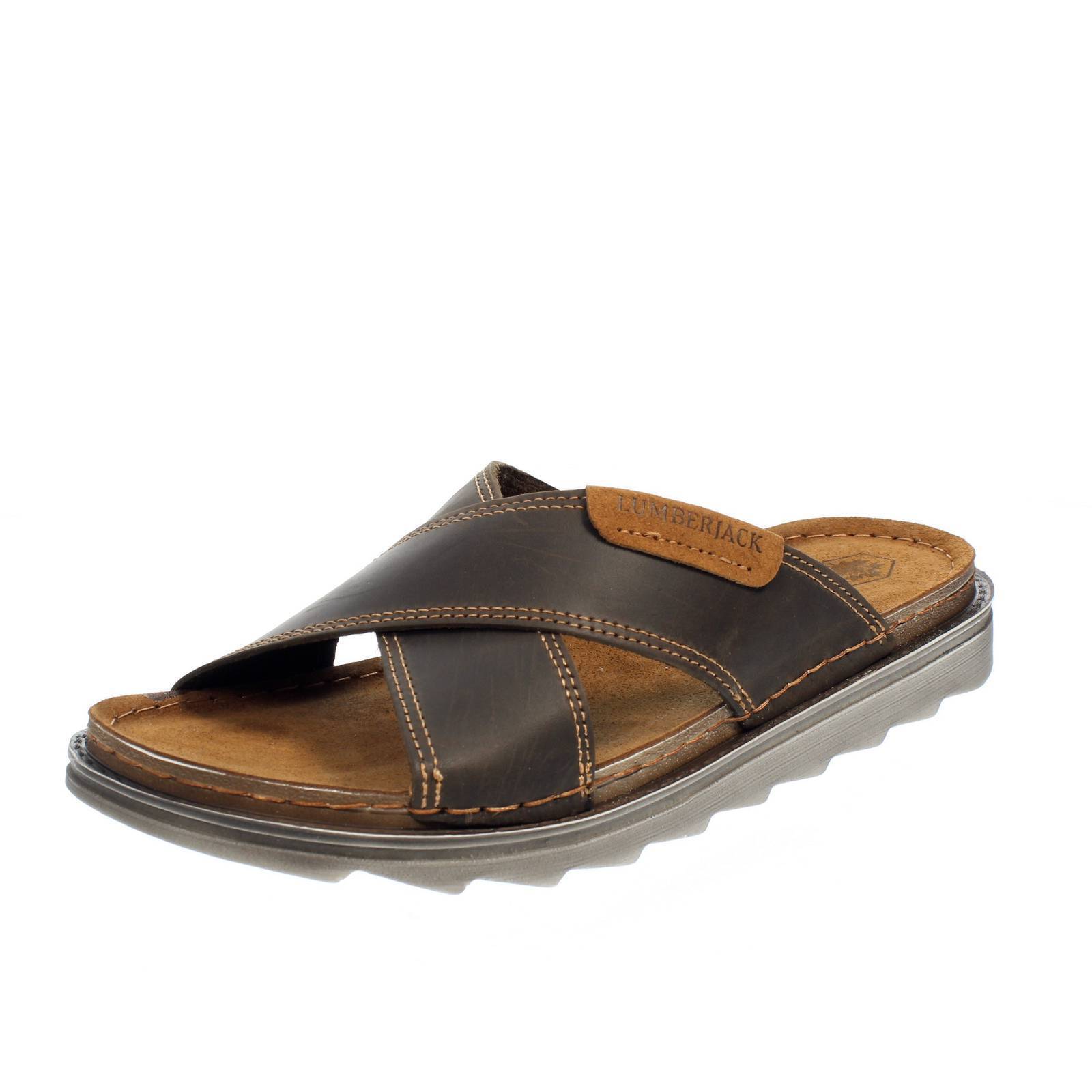 Lumberjack Asher - Ciabatte In Pelle T.moro - Taglia 42 [27cm] Scarpe Uomo