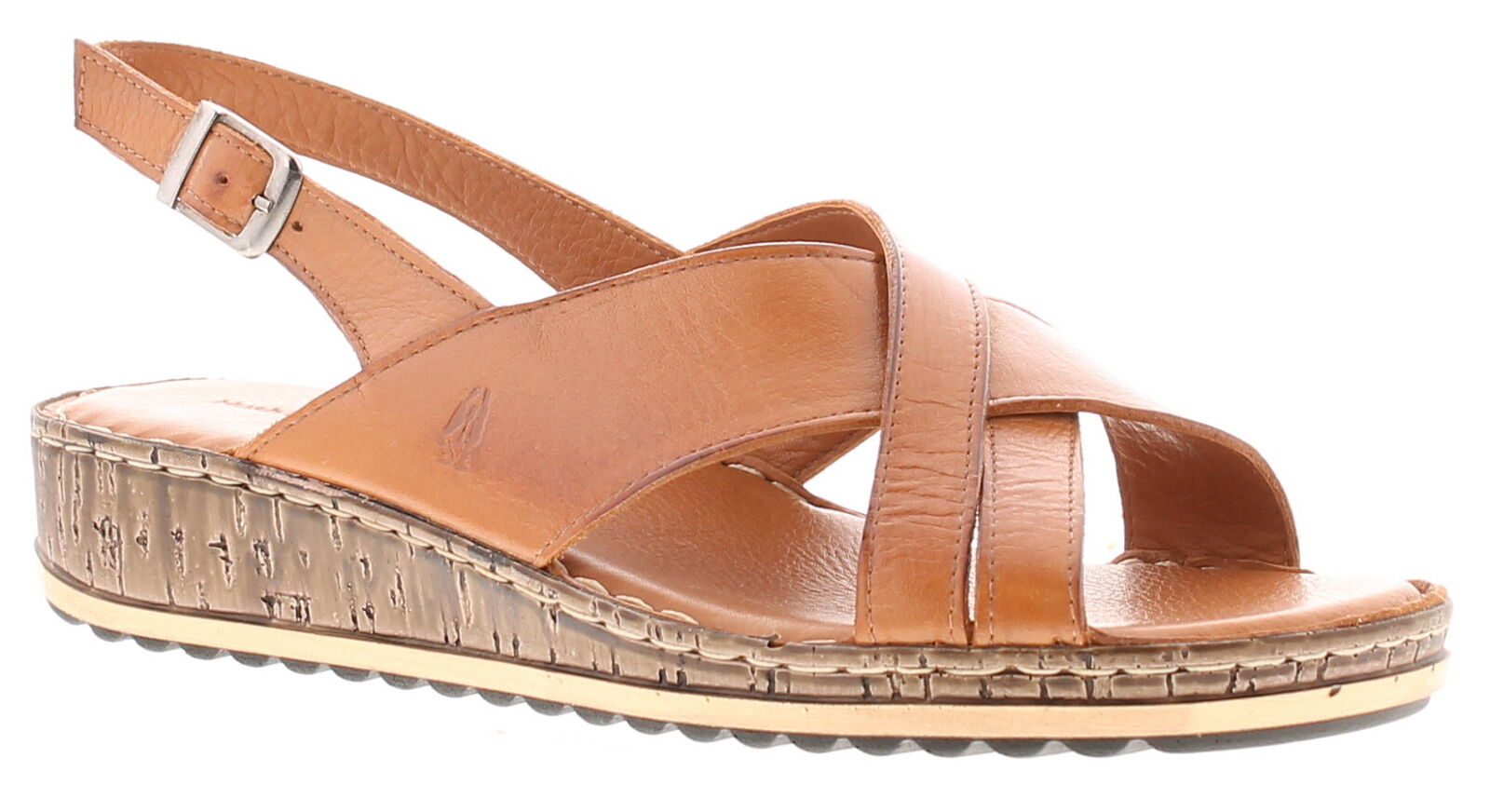 Hush Puppies Donna Zeppa Sandali Elena Fibbia IN Pelle Marroncino Taglia UK 8