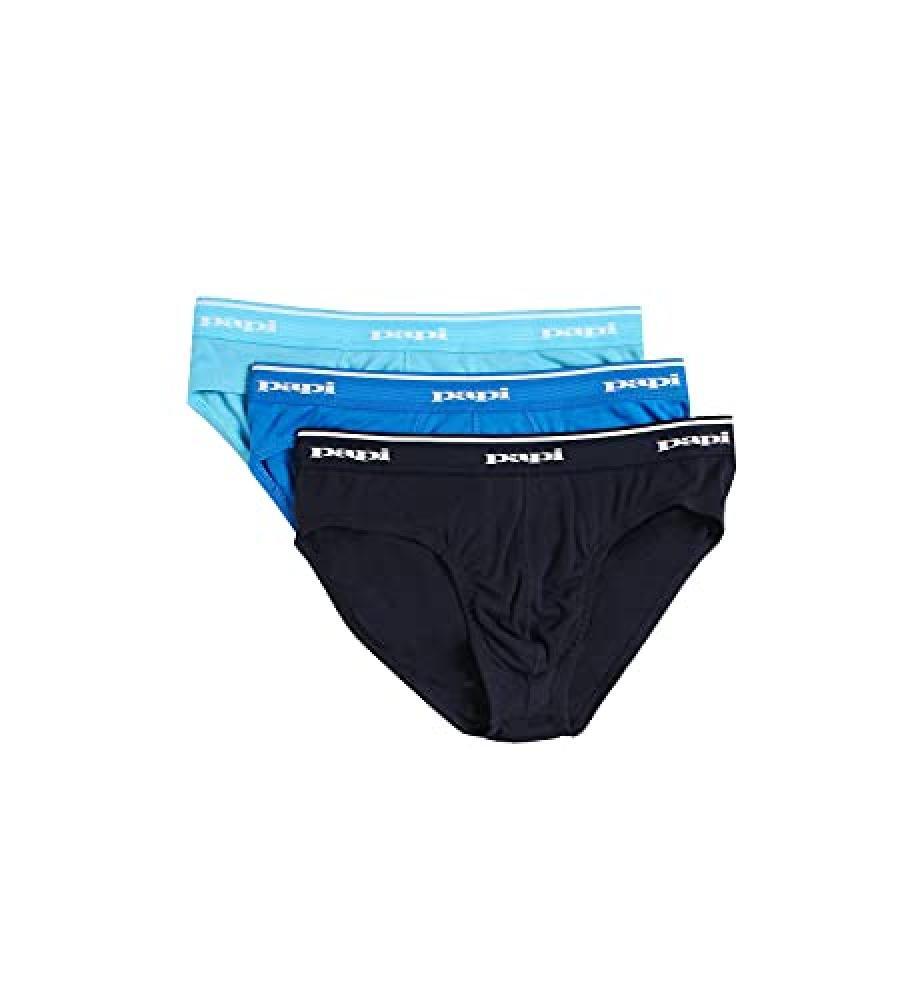 (TG. XL) Papi Lot de 3 slips taille basse pour homme - Bleu - X-Large - NUOVO